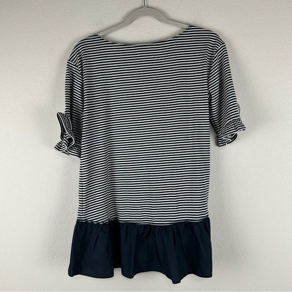 NEW Maeve Blue White Striped Ruffled Peplum Top Size Small - Picture 3 of 8